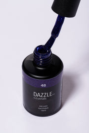 Blauer Glitzer Gel Nagellack DAZZLE 48 – UV/LED Gel Polish mit intensivem Sparkle-Effekt und Pinselaufnahme