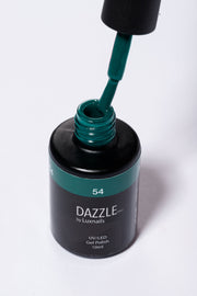 Grün-türkiser Gel Nagellack DAZZLE 54 – UV/LED Gel Polish in Petrolton mit Pinselaufnahme