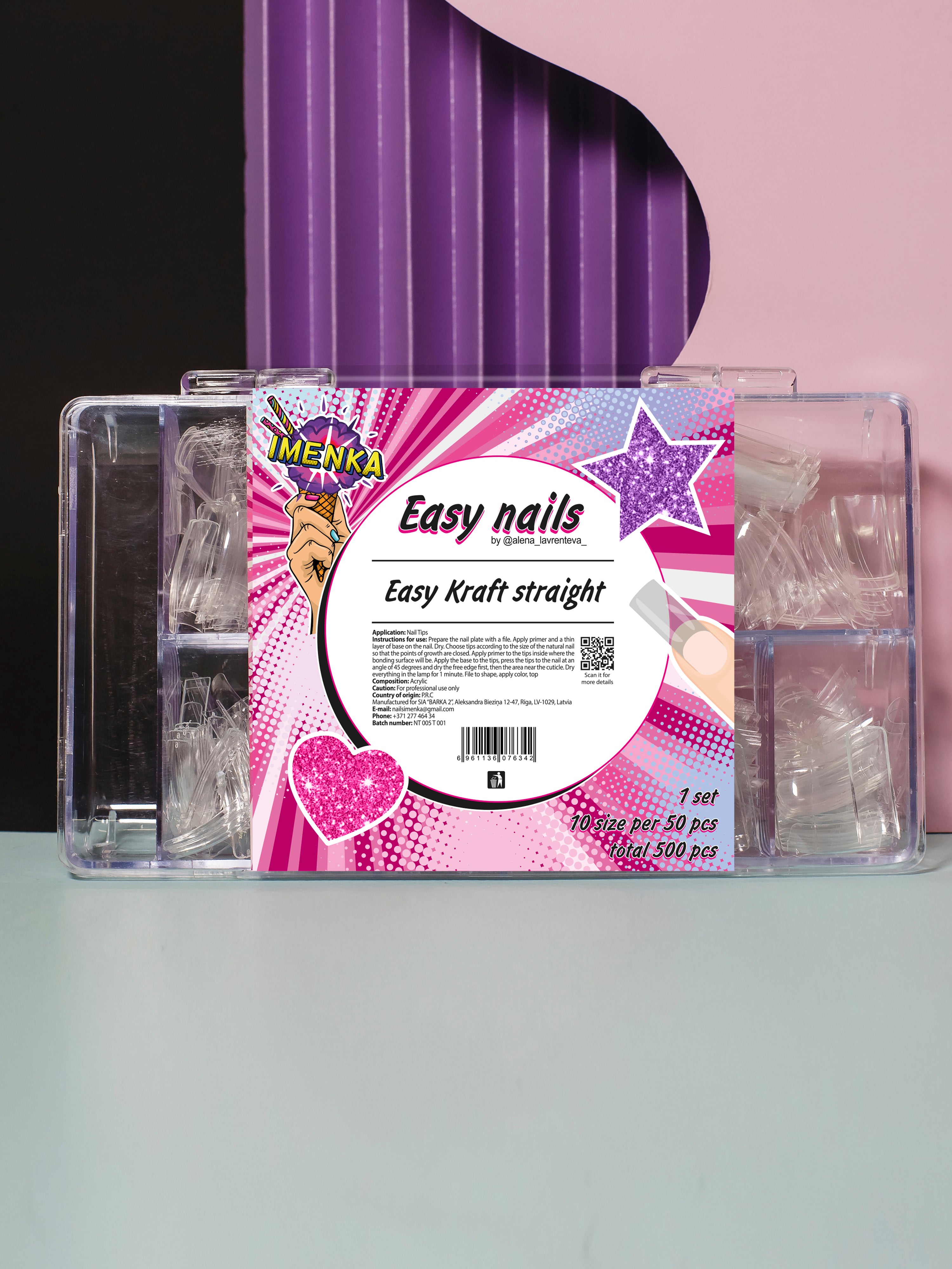IMENKA EASY NAILS GEL-TIPS "Kraft straight" , 500pcs