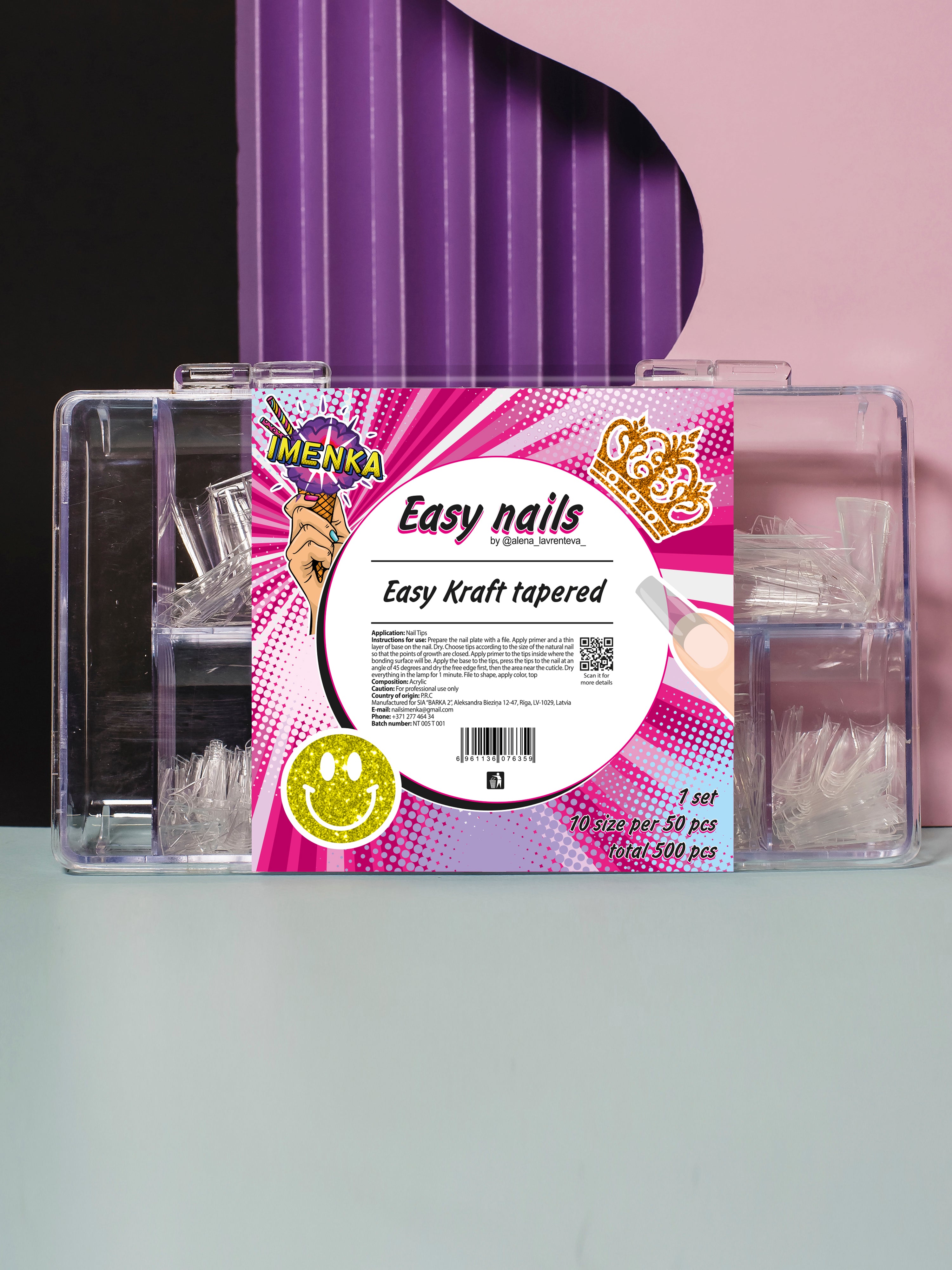 IMENKA EASY NAILS GEL-TIPS "Kraft tapered", 500pcs
