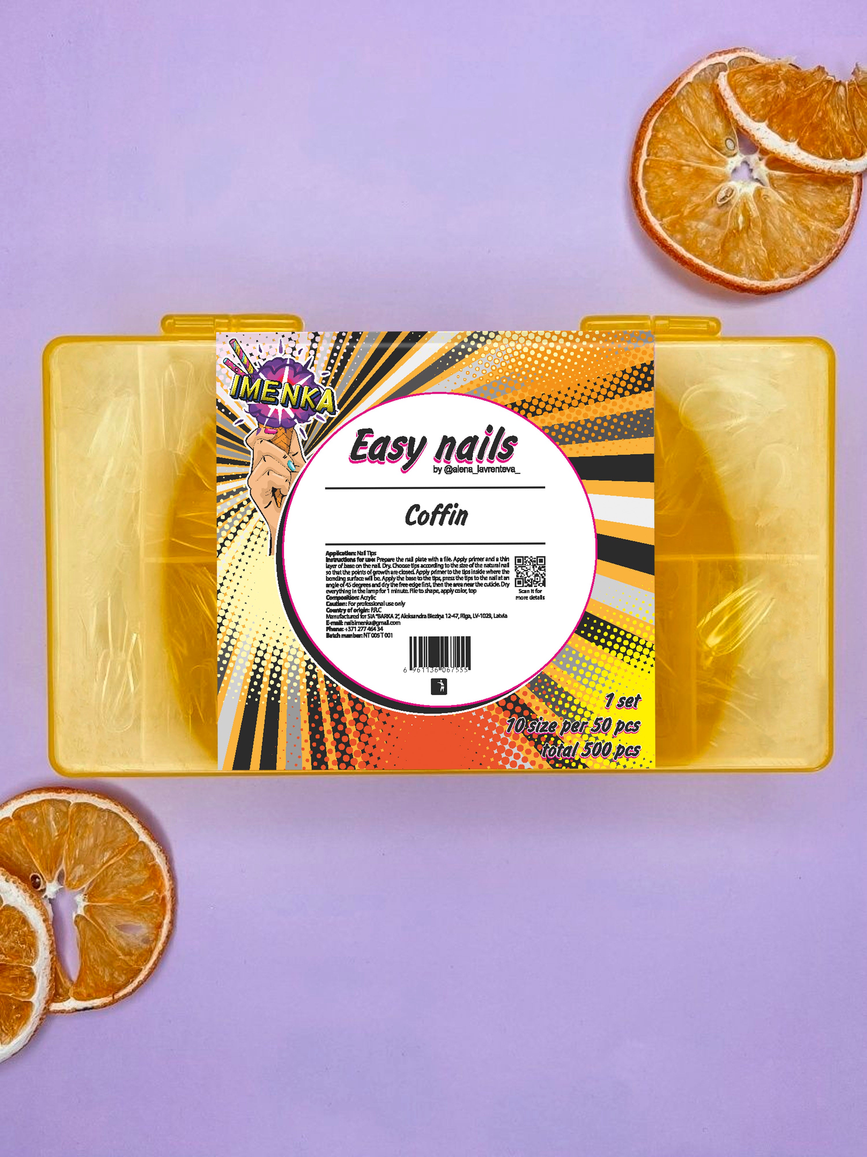 IMENKA EASY NAILS GEL-TIPS "COFFIN" , 500pcs