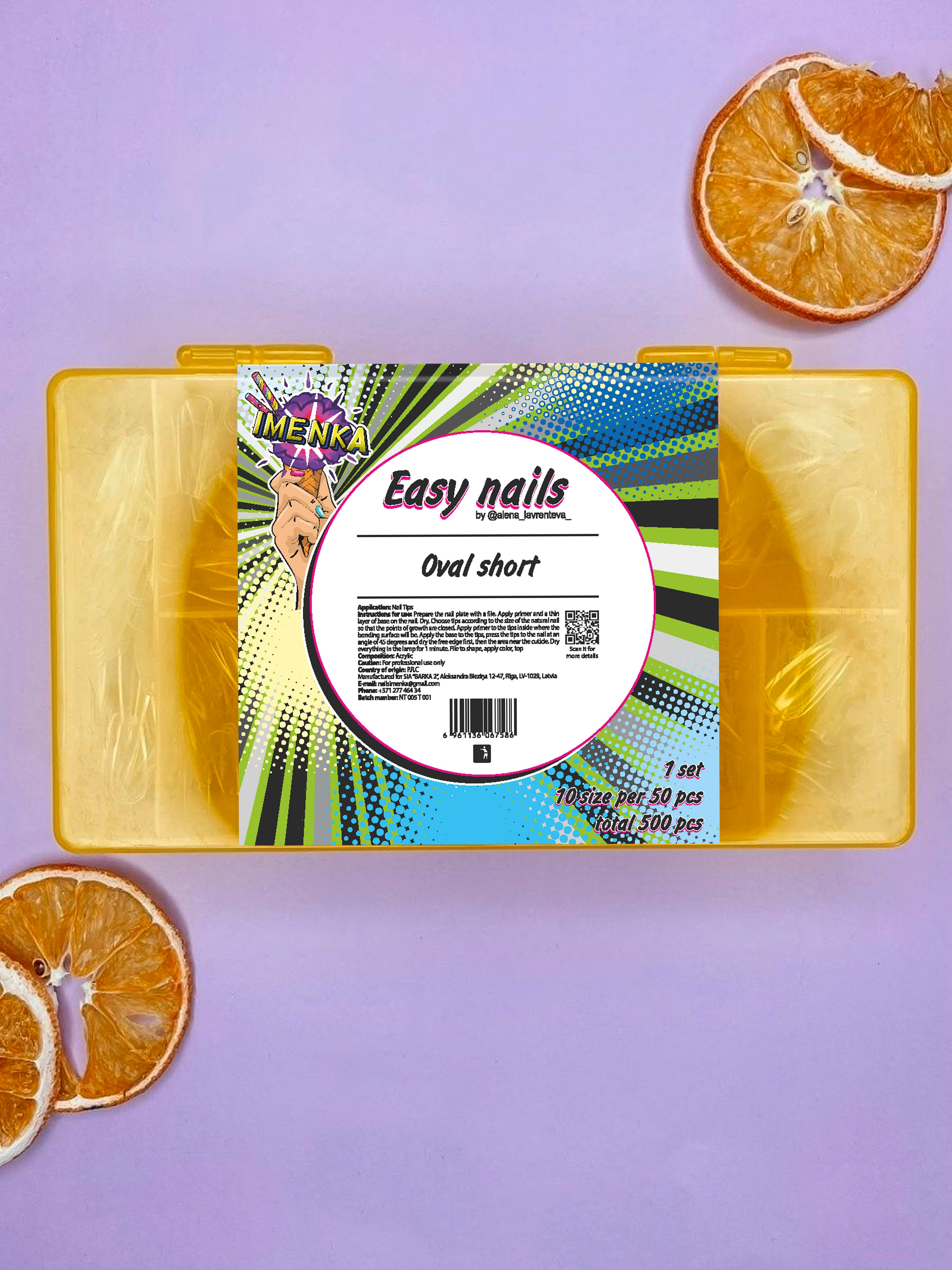 IMENKA EASY NAILS GEL-TIPS "Oval short" , 500pcs