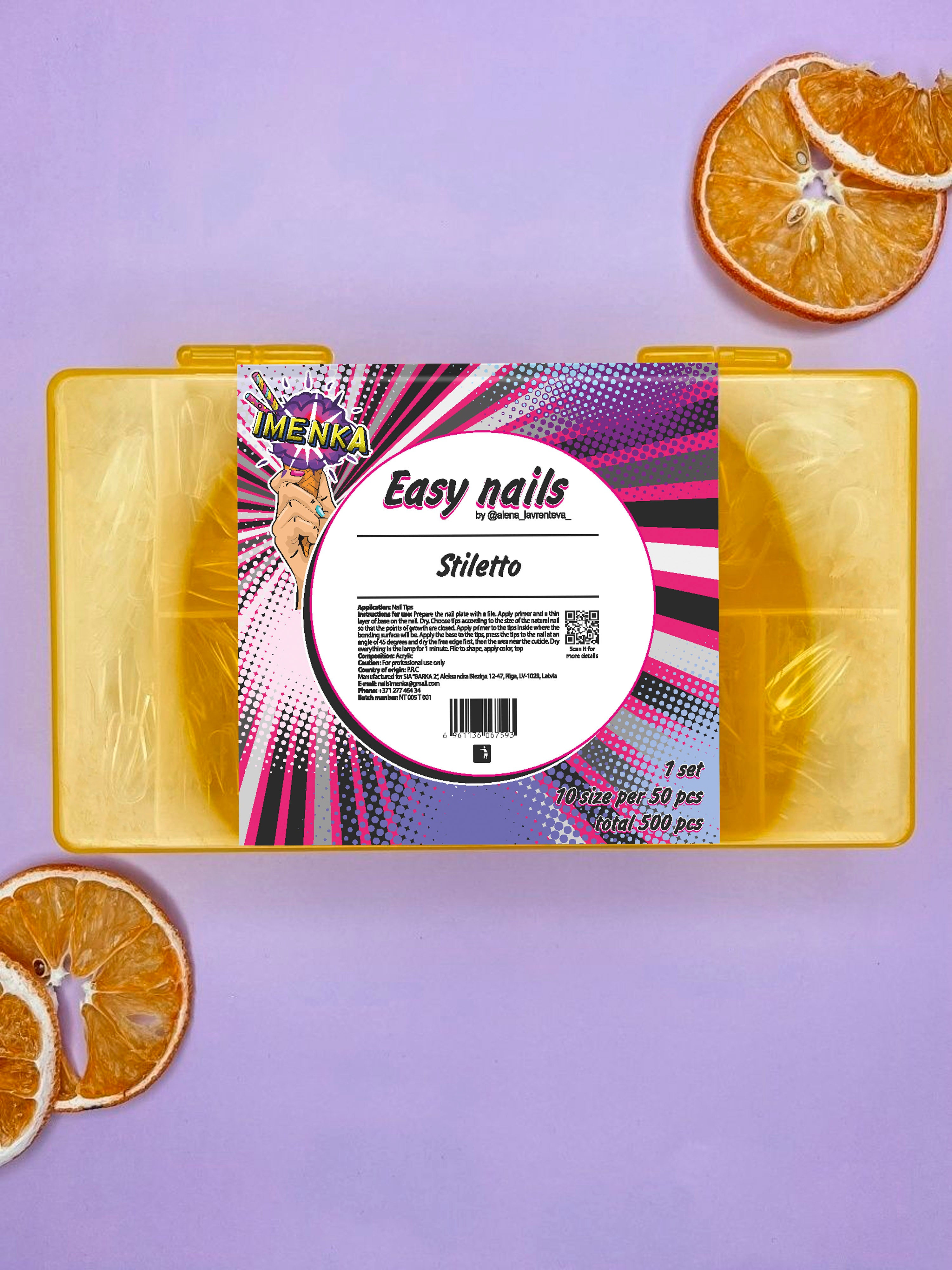 IMENKA EASY NAILS GEL-TIPS "Stiletto" , 500pcs