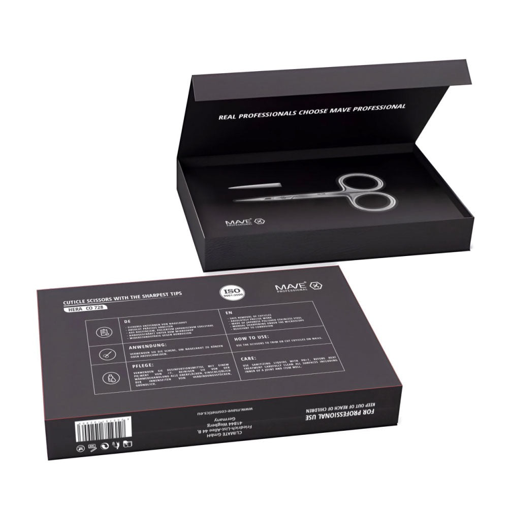 Professionelle Nagelhautschere HERA CO 728 mit feiner Spitze für Maniküre und Pediküre

