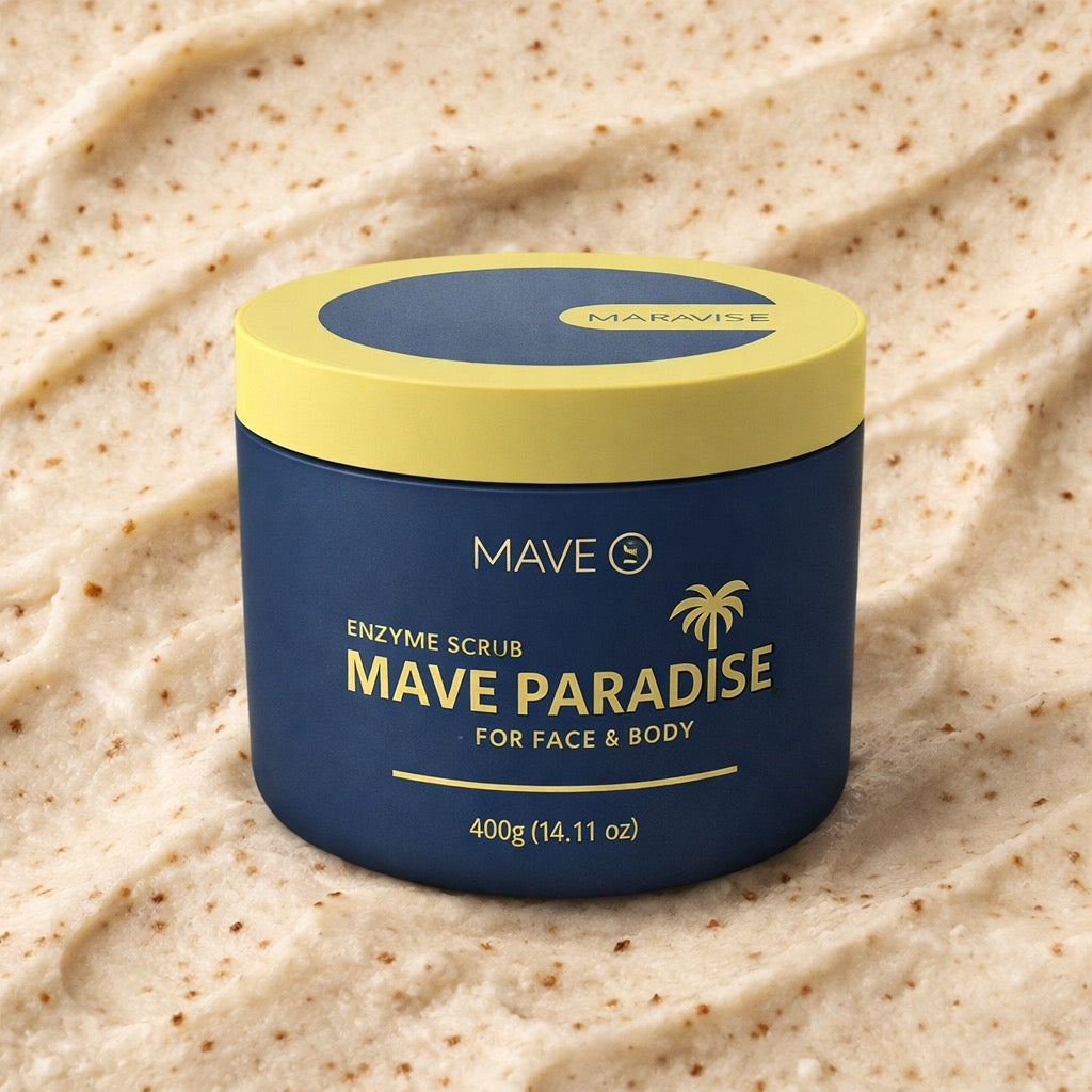 MAVE Paradise Enzyme Scrub für Gesicht und Körper 400g – cremiges Enzympeeling mit feinen Partikeln in professioneller Verpackung