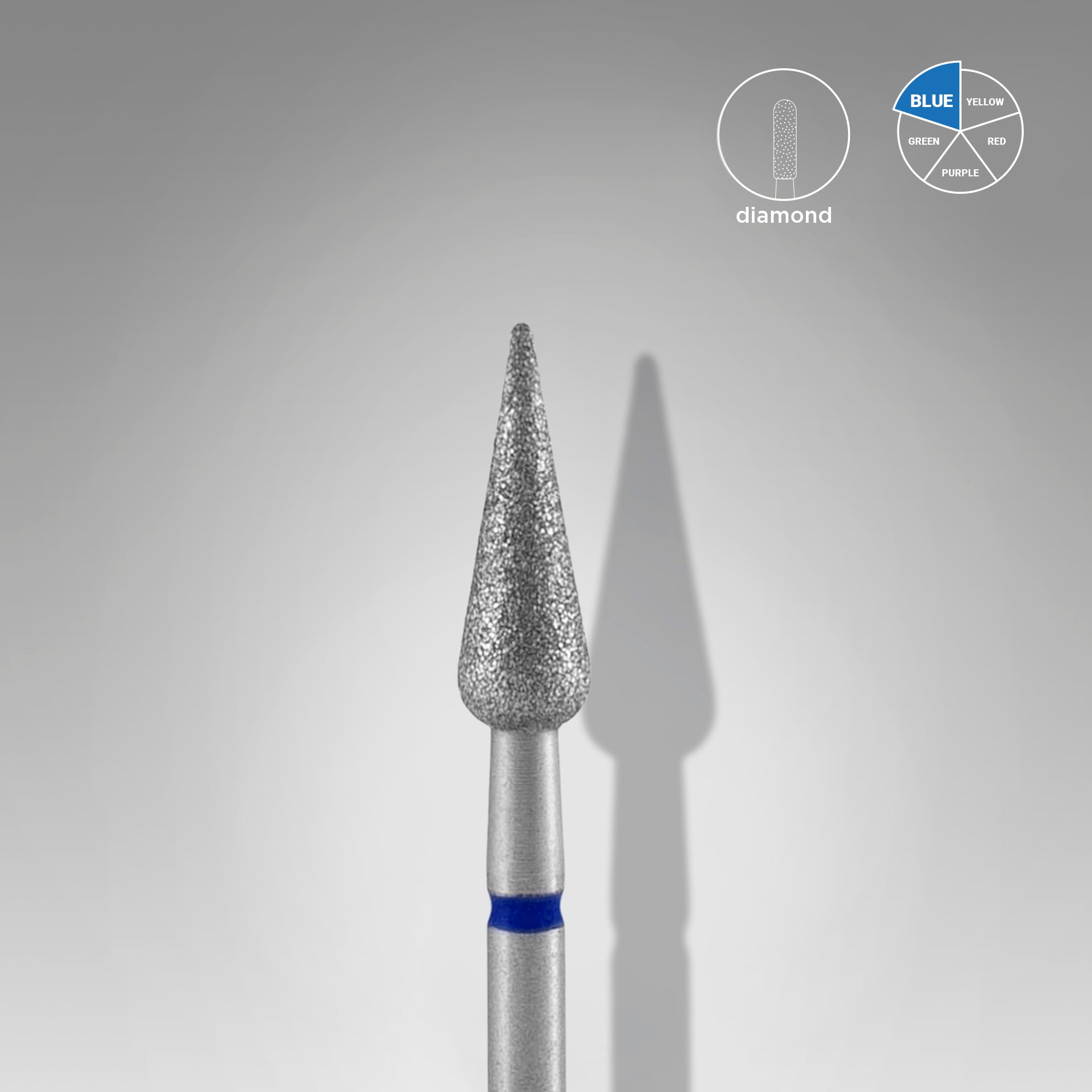 STALEKS EXPERT Diamantfräser "Spitze Birne" blau, Durchmesser 4 mm, Arbeitsteil 12 mm