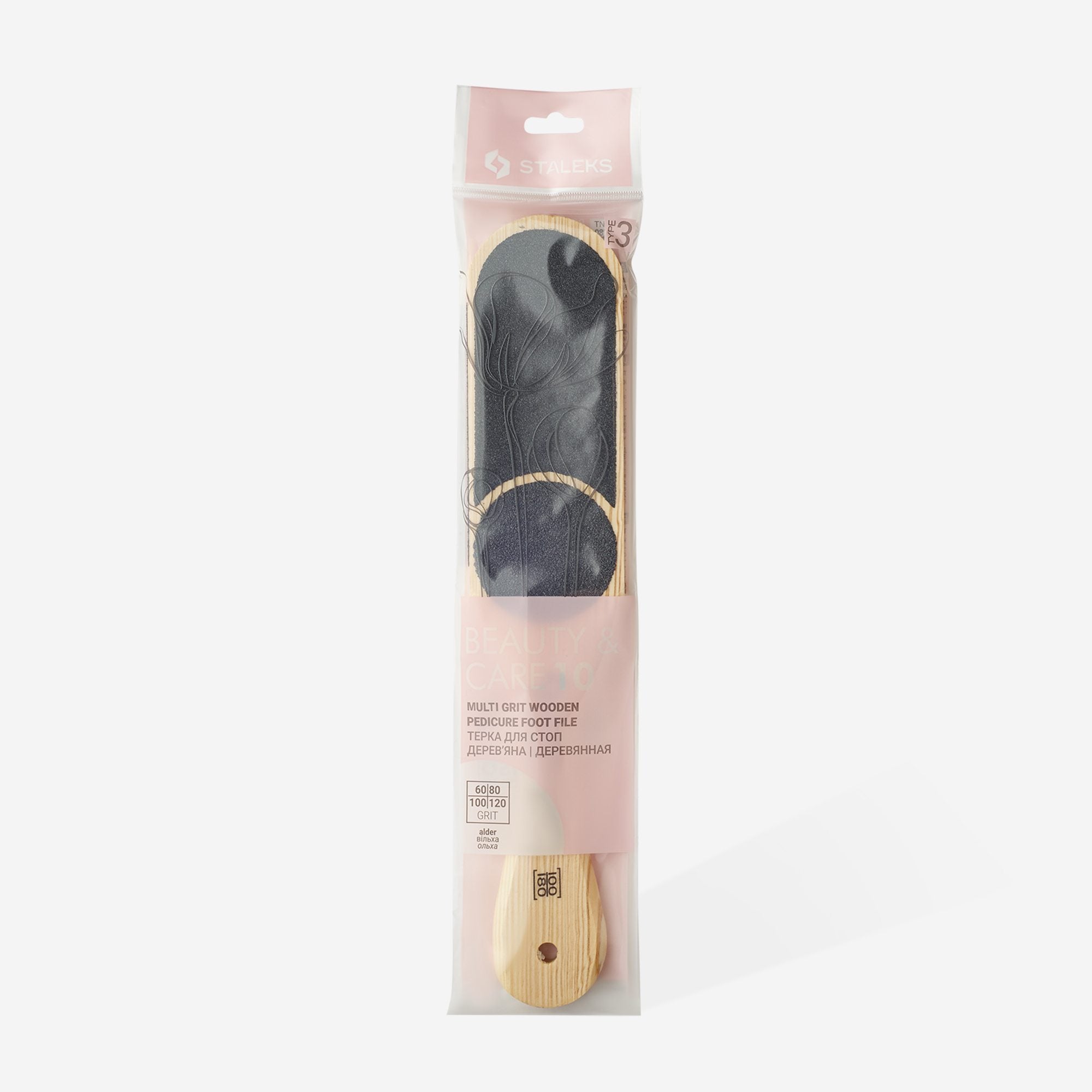 STALEKS BEAUTY & CARE 10 TYPE 1 Zweiseitige Holz-Fußfeile für die Füße, 100/180 Grit