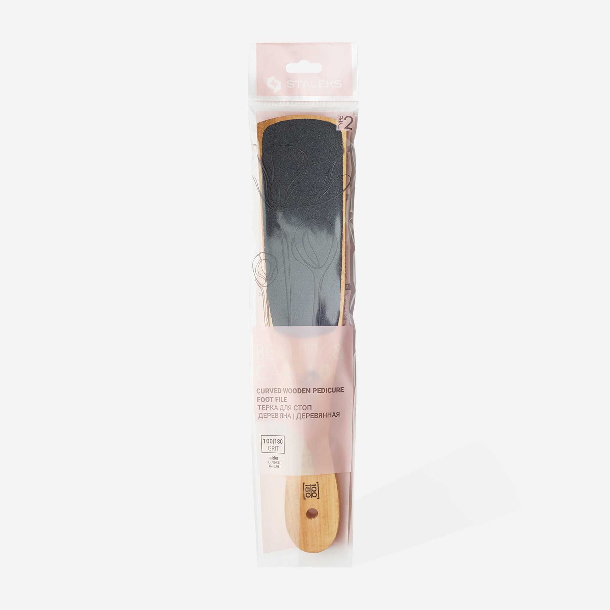 STALEKS BEAUTY & CARE 10 TYPE 2 Zweiseitige Holz-Fußfeile für die Füße, 100/180 Grit