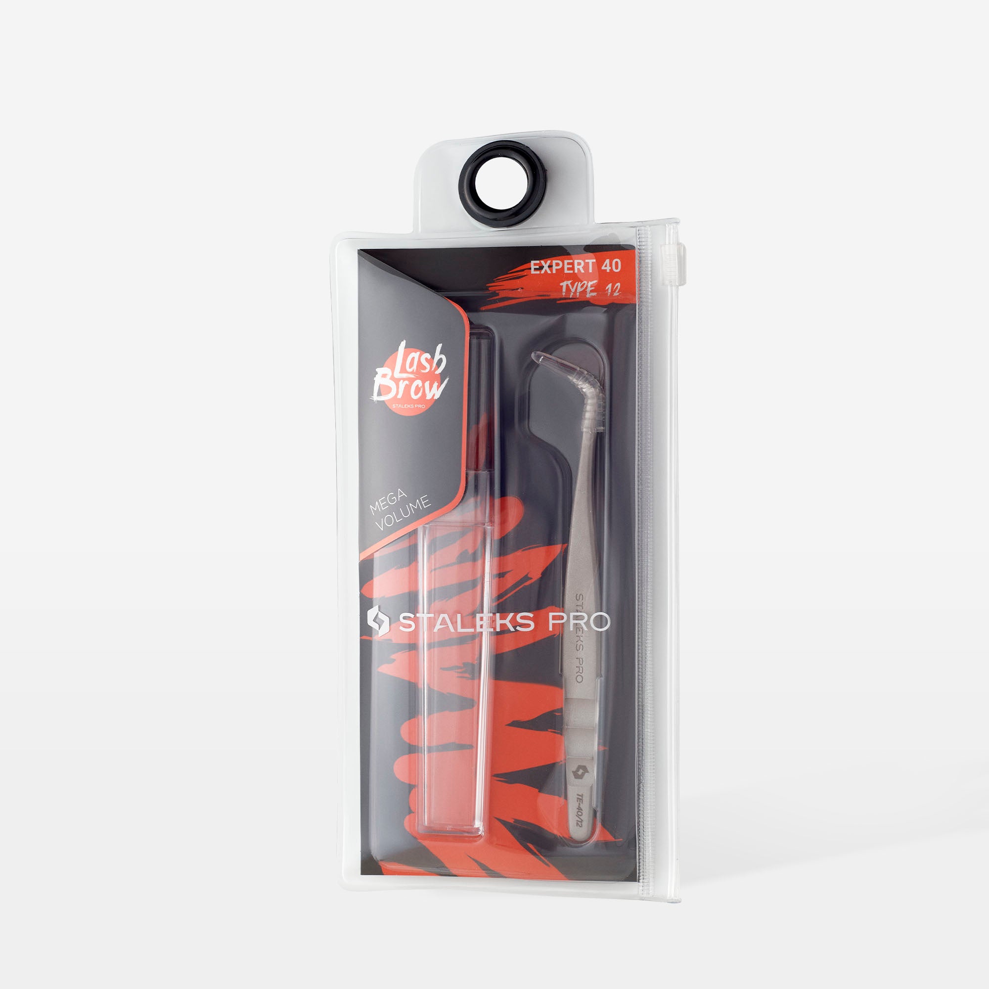 STALEKS EXPERT 40 TYPE 12 Professionelle Wimpernpinzette mit Narben für Wimpernverlängerung, L-förmig, 65°