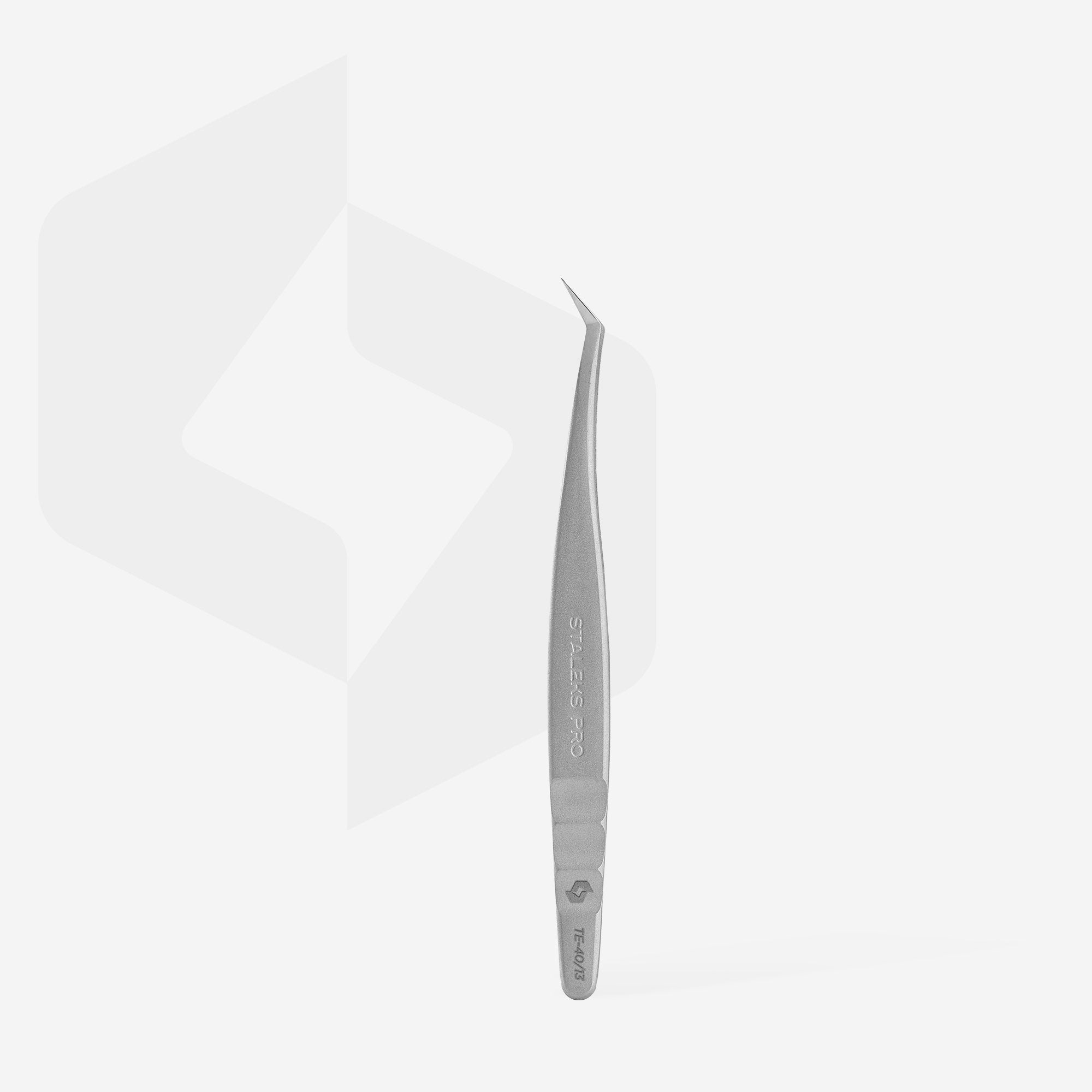 STALEKS EXPERT 40 TYPE 13 Professionelle Wimpernpinzette mit Narben für Wimpernverlängerung, L-förmig, 40°