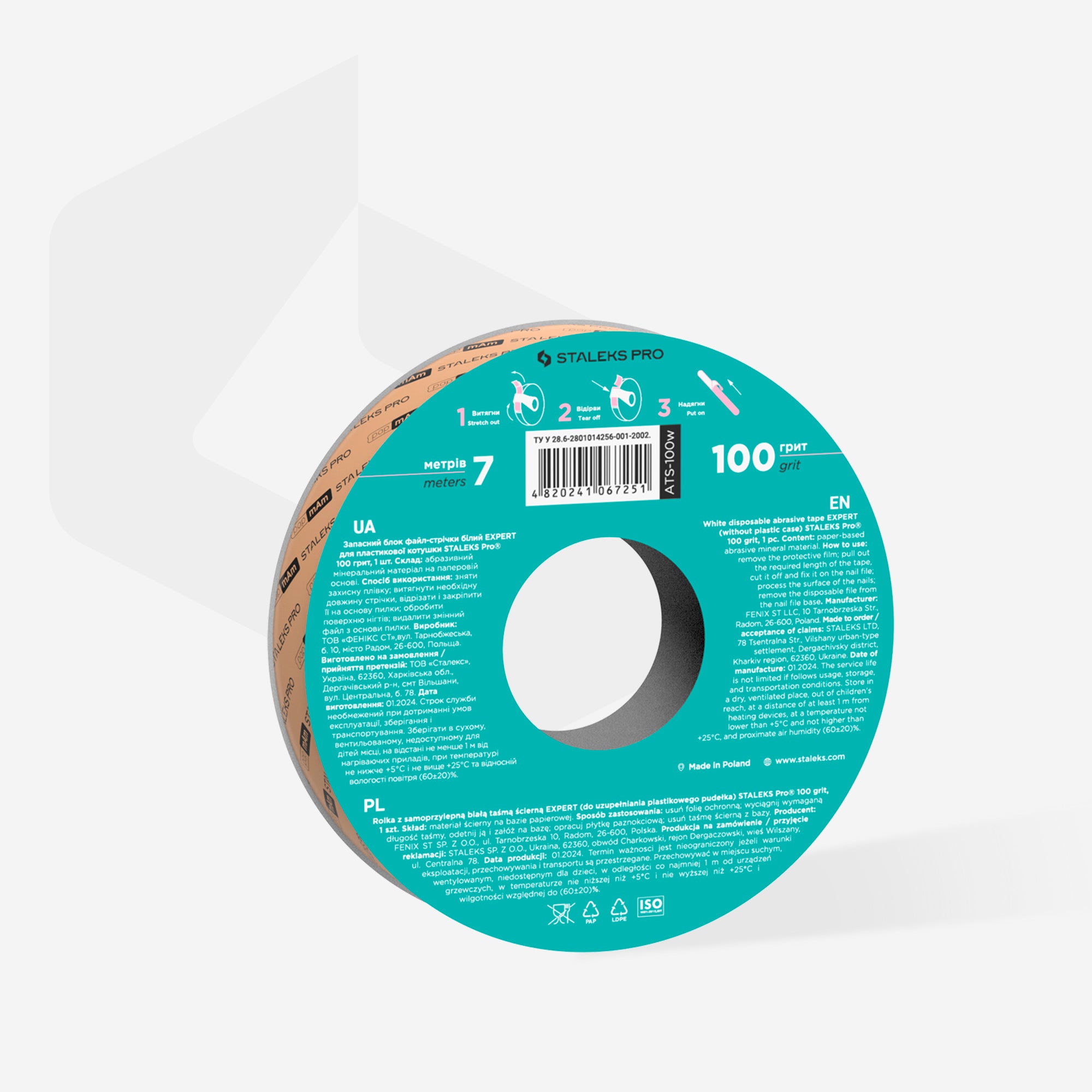 STALEKS EXPERT Donut Nachfüllblock für Klebefeilen für gerade Feilen, 100 Grit