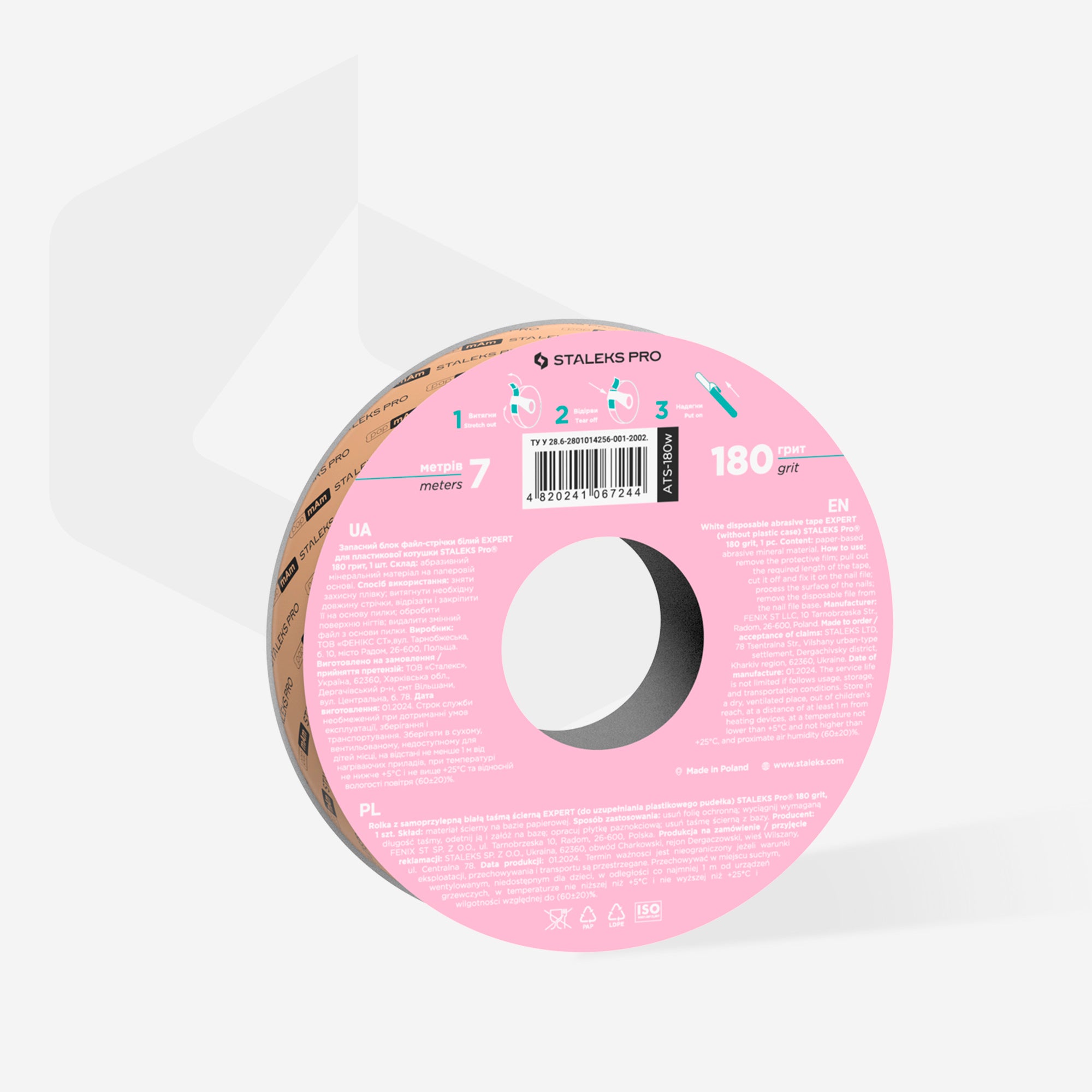 STALEKS EXPERT Donut Nachfüllblock für Klebefeilen für gerade Feilen, 180 Grit